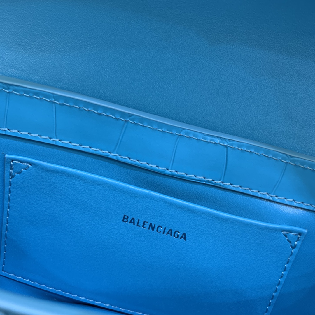 Balenciaga XX Small Flap Bag Crocodile Embossed Blue